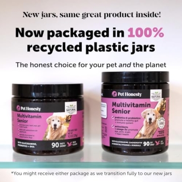 Pet Honesty Senior Dog Multivitamin - Essential Dog Vitamins and Supplements - Glucosamine, Probiotics, Omega Fish Oil for Dogs Health & Heart- Dogs Vitamins Health Supplies (Duck 90 ct)