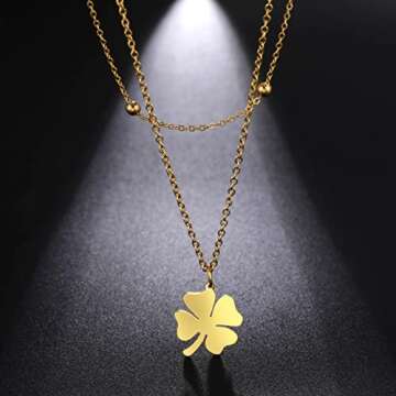 SIPURIS Celtic Good Luck Clover Necklace for Women Teens