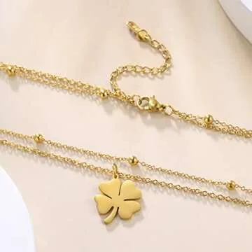SIPURIS Celtic Good Luck Clover Necklace for Women Teens