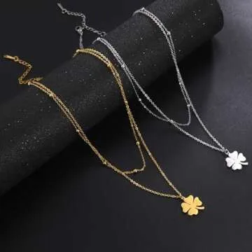 SIPURIS Celtic Good Luck Clover Necklace for Women Teens