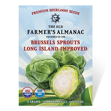 The Old Farmer's Almanac Heirloom Brussels Sprouts Seeds - Non-GMO, Open Pollinated, Approximately 7...