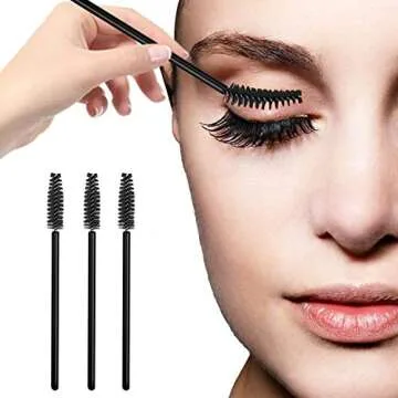 GUMIKE 100 Pcs Disposable Eyelash Mascara Brushes for Eye Lashes Extension Eyebrow and Makeup (Black)