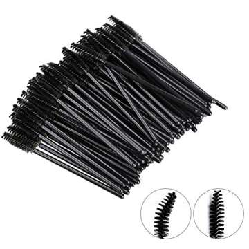 GUMIKE 100 Pcs Disposable Eyelash Mascara Brushes for Eye Lashes Extension Eyebrow and Makeup (Black)