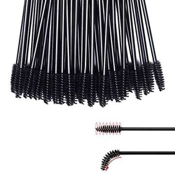 GUMIKE 100 Pcs Disposable Eyelash Mascara Brushes for Eye Lashes Extension Eyebrow and Makeup (Black)
