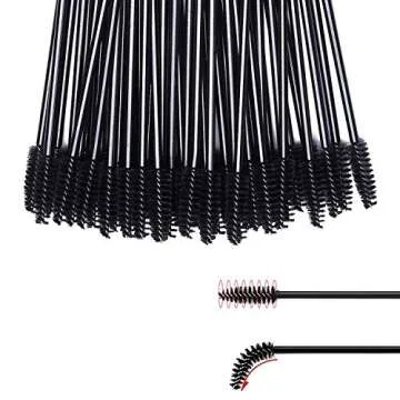 GUMIKE 100 Pcs Disposable Eyelash Mascara Brushes for Eye Lashes Extension Eyebrow and Makeup (Black)