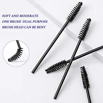 GUMIKE 100 Pcs Disposable Eyelash Mascara Brushes for Eye Lashes Extension Eyebrow and Makeup (Black)