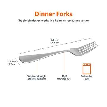 Amazon Basics 12-Pack Stainless Steel Dinner Forks