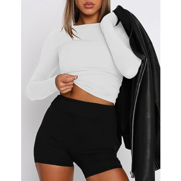 AKEWEI 3 Pack Women’s Crop Long Sleeve Tops - Trendy Basics