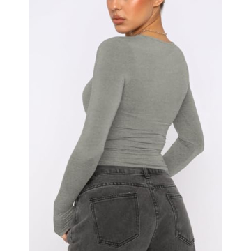 AKEWEI 3 Pack Women’s Crop Long Sleeve Tops - Trendy Basics