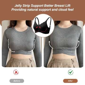 OEAK Womens Comfortable Wireless Bras Push Up Seamless Bralettes Soft V Neck Brassiere Scalloped Full Coverage Everyday Bra