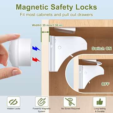 Child Safety Magnetic Cabinet Locks 6 Pack+2 Keys-AOSITE Baby Proofing Magnetic Drawer Locks for Kit...