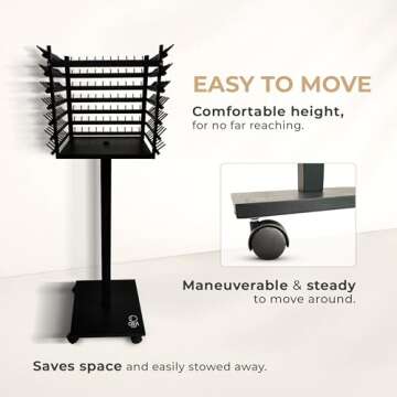 ORA Shop - Braiding Hair Rack, Hair Extension Holder, Hair Braiding Tools, Hair Product Organizer, Wooden 3-Sided Rack Stand, Large Capacity (210 pegs)