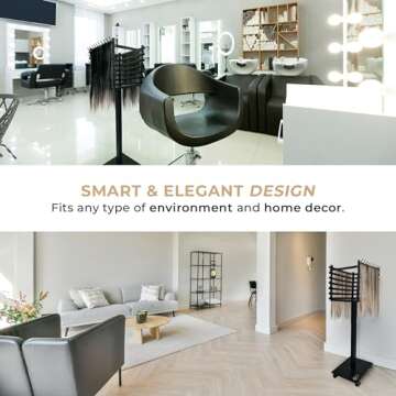 ORA Shop - Braiding Hair Rack, Hair Extension Holder, Hair Braiding Tools, Hair Product Organizer, Wooden 3-Sided Rack Stand, Large Capacity (210 pegs)