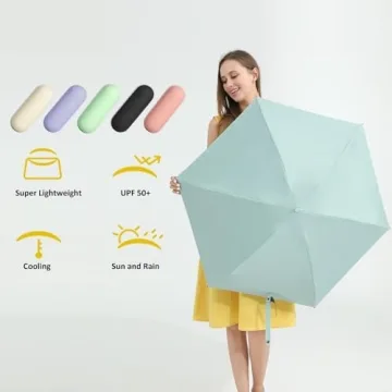 BAODINI Travel Mini Umbrella for Sun and Rain Protection