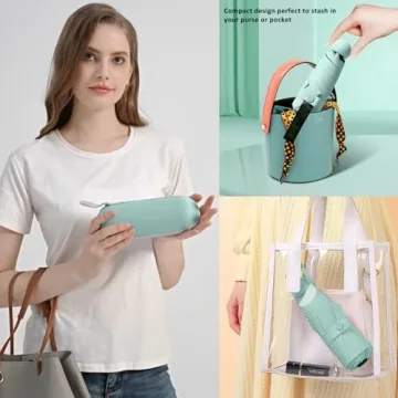 BAODINI Travel Mini Umbrella for Sun and Rain Protection