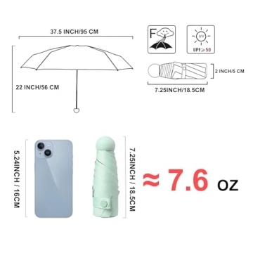 BAODINI Travel Mini Umbrella for Sun and Rain Protection
