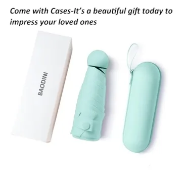 BAODINI Travel Mini Umbrella for Sun and Rain Protection