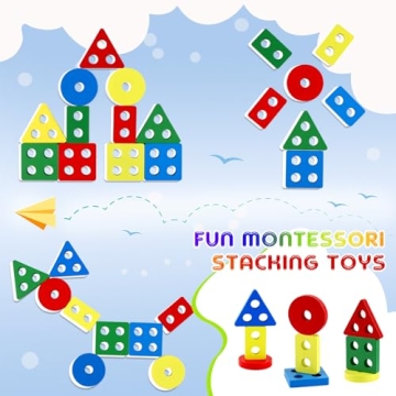 LOOIKOOS Montessori Wooden Sorting & Stacking Toys for Toddlers
