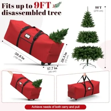 Christmas Tree Storage Bag with Roller Wheels for 9ft Trees