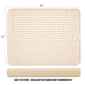 Silicone Dish Drying Mat for Multiple Usage, Easy clean, Eco-friendly, Heat-resistant Dish Drainer M...