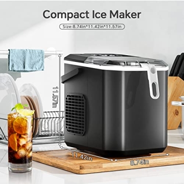 Crzoe Ice Maker - 26Lbs Daily, Portable Self-Cleaning