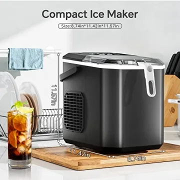 Crzoe Ice Maker - 26Lbs Daily, Portable Self-Cleaning