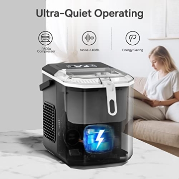 Crzoe Ice Maker - 26Lbs Daily, Portable Self-Cleaning