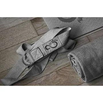 Complete 6 Piece Yoga Set by Live Infinitely- 6mm Dual Layer Non-Slip TPE Yoga Mat, 2 EVA Foam Blocks, 9’ Cotton Strap, Mat Sized Exercise Towel & Carrying Case- Perfect Kit For Any Yogi (Dark Grey)