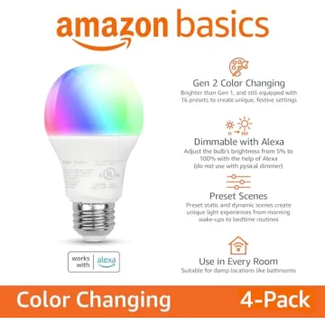 Color Changing Smart A19 LED Bulbs - 4-Pack