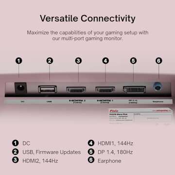 Pixio PX278 Wave Pink 27 inch 180Hz Refresh Rate FHD 1440p Resolution Fast IPS Panel 1ms GTG Response Time Pink Gaming Monitor with FreeSync