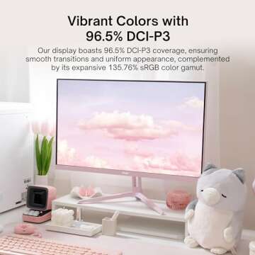 Pixio PX278 Wave Pink 27 inch 180Hz Refresh Rate FHD 1440p Resolution Fast IPS Panel 1ms GTG Response Time Pink Gaming Monitor with FreeSync