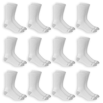 Fruit of the Loom Men's Dual Defense Crew Socks - 12 Pack, White