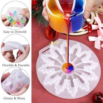 Christmas Resin Molds 8Pcs 3D Ice Crystal Snowflake Silicone Epoxy Resin Mold Soap Keychain Jewelry Casting Silicone Mold for Christmas Tree Home Hanging Ornament DIY Crafts Decoration Pendants