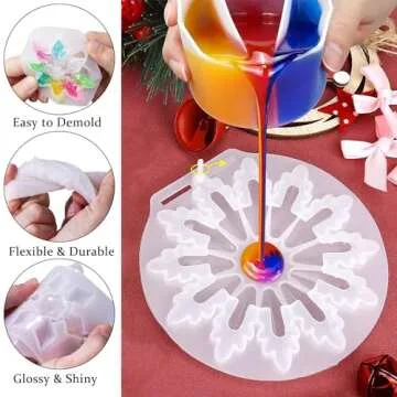 8Pcs Christmas Silicone Resin Molds for Holiday Crafts
