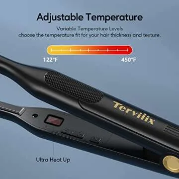 Terviiix Pencil Flat Iron for Edges & Short Hair, 3/10 Inch Small Hair Straightener for Men, Ceramic Mini Flat Iron for Pixie & Beard, 15s Fast Heat up, Dual Voltage, Auto Shut Off