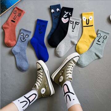 MORSNE Funny socks Novelty Cute Cool Colorful Cotton socks for Women and Men Cozy Gifts,10 pairs set