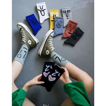 MORSNE Funny socks Novelty Cute Cool Colorful Cotton socks for Women and Men Cozy Gifts,10 pairs set