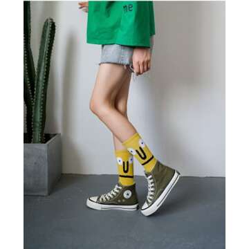 MORSNE Funny socks Novelty Cute Cool Colorful Cotton socks for Women and Men Cozy Gifts,10 pairs set