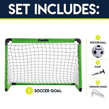 Franklin Sports Kids Mini Soccer Goal Set - Backyard/Indoor Mini Net + Ball Set with Pump - Portable Folding Youth Goal Set - 36" x 24", Green
