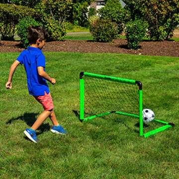 Franklin Sports Kids Mini Soccer Goal Set - Backyard/Indoor Mini Net + Ball Set with Pump - Portable Folding Youth Goal Set - 36" x 24", Green