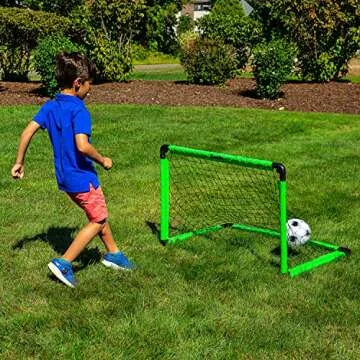 Franklin Sports Kids Mini Soccer Goal Set - Backyard/Indoor Mini Net + Ball Set with Pump - Portable Folding Youth Goal Set - 36" x 24", Green