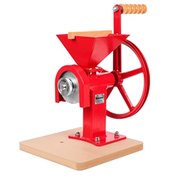 Mosakar Hand Crank Grain Mill - Durable Red Design with Adjustable Steel Burrs