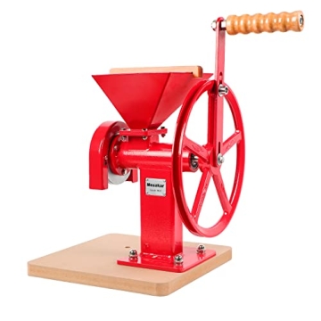 Mosakar Hand Crank Grain Mill Red - Adjustable Steel Burrs