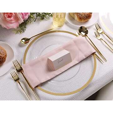 PLASTICPRO Plastic Pro 4 Pack Charger Plates 13 Inch Clear with Gold Rim Plastic Dinner Chargers Heavy Duty Large Serving Platter Reusable Disposable