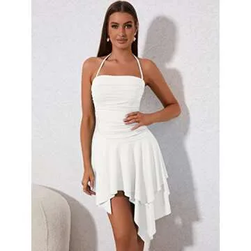 EYNMIN Women's White Mini Dress for Parties and Events