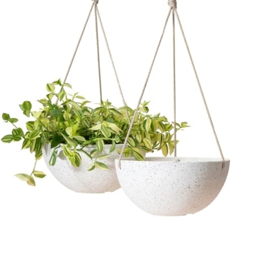 LA Jolie Muse Hanging Planters – Beautiful Indoor & Outdoor Flower Pots Set of 2