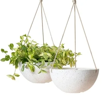 LA Jolie Muse Hanging Planters – Beautiful Indoor & Outdoor Flower Pots Set of 2