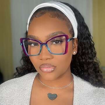 VOOGLAM Oversize Cat Eye Blue Light Blocking Glasses for Women Anti UV Eyestrain Eyewear Purple DJesica GJGA601284-02