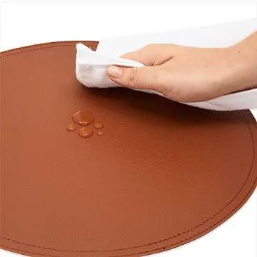 Juvale Brown Faux Leather Round Placemats Set of 6