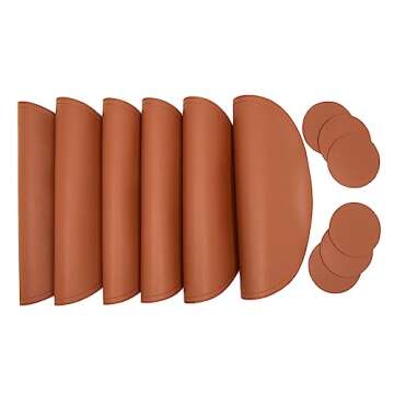 Juvale Brown Faux Leather Round Placemats Set of 6